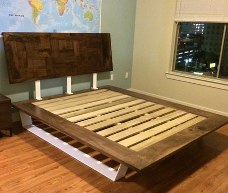 Custom Made Walnut And Steel Platform Bed