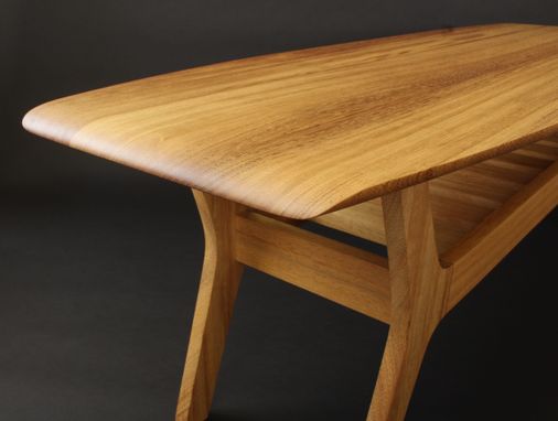 Custom Made Noll Wide Body Danish Surfboard Coffee Table In Iroko (African Teak)