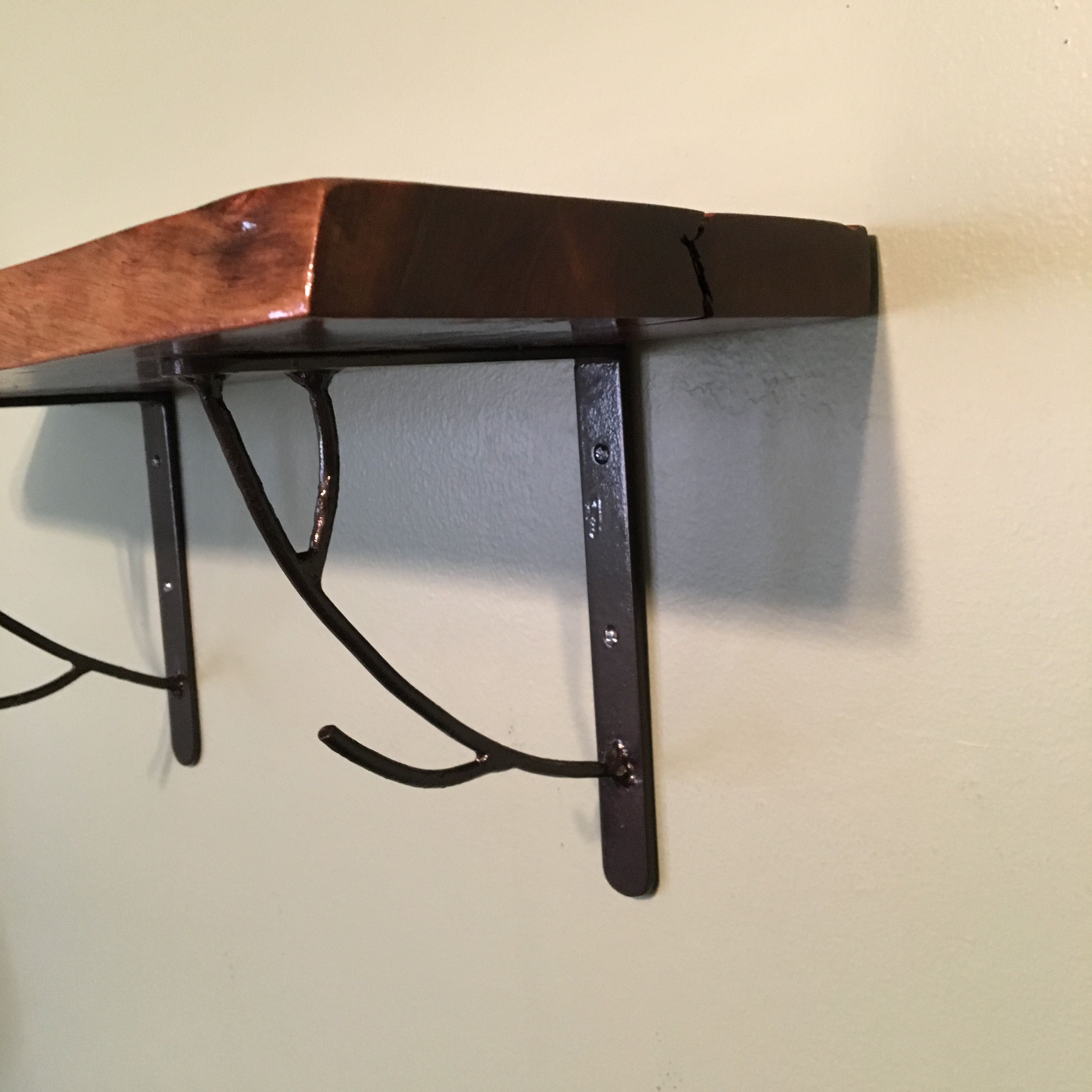 Buy Hand Crafted Live Edge Shelf With Steel Brackets, made to order