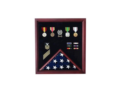 Custom Made Military Flag And Medal Display Case - Shadow Box Veterans Made