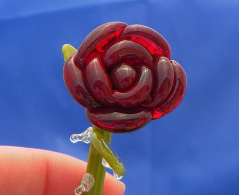 Custom Made Dark Red Glass Rose Ornament