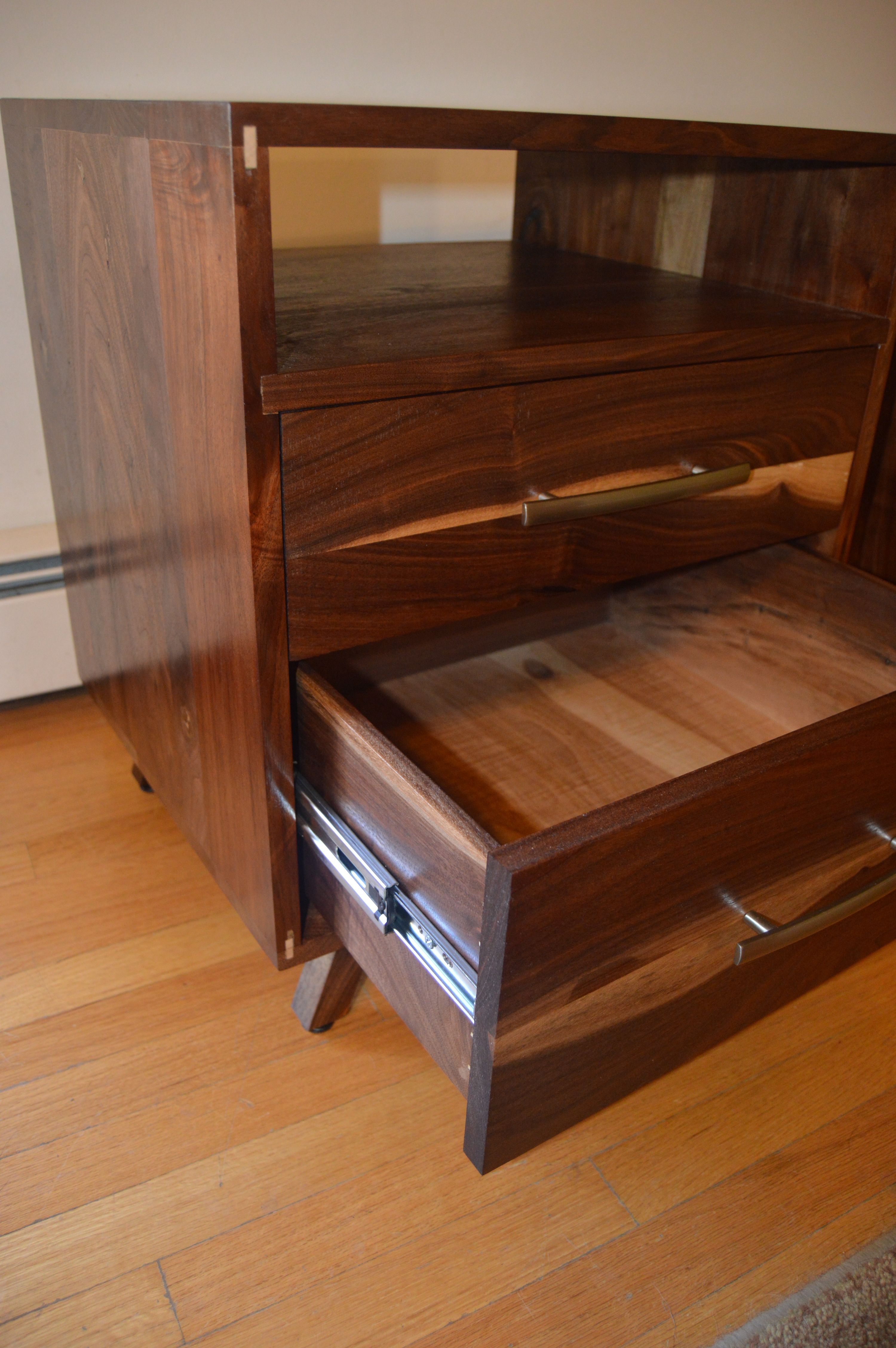Buy Hand Made Solid Walnut Danish Modern Nightstand, made to order from
