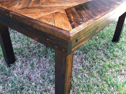 Custom Made Chevron Print Reclaimed Wood Dining Table