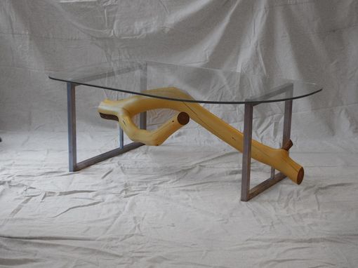 Custom Made Square Steel Frame Resting Branches Coffee Table Shown In Yellow