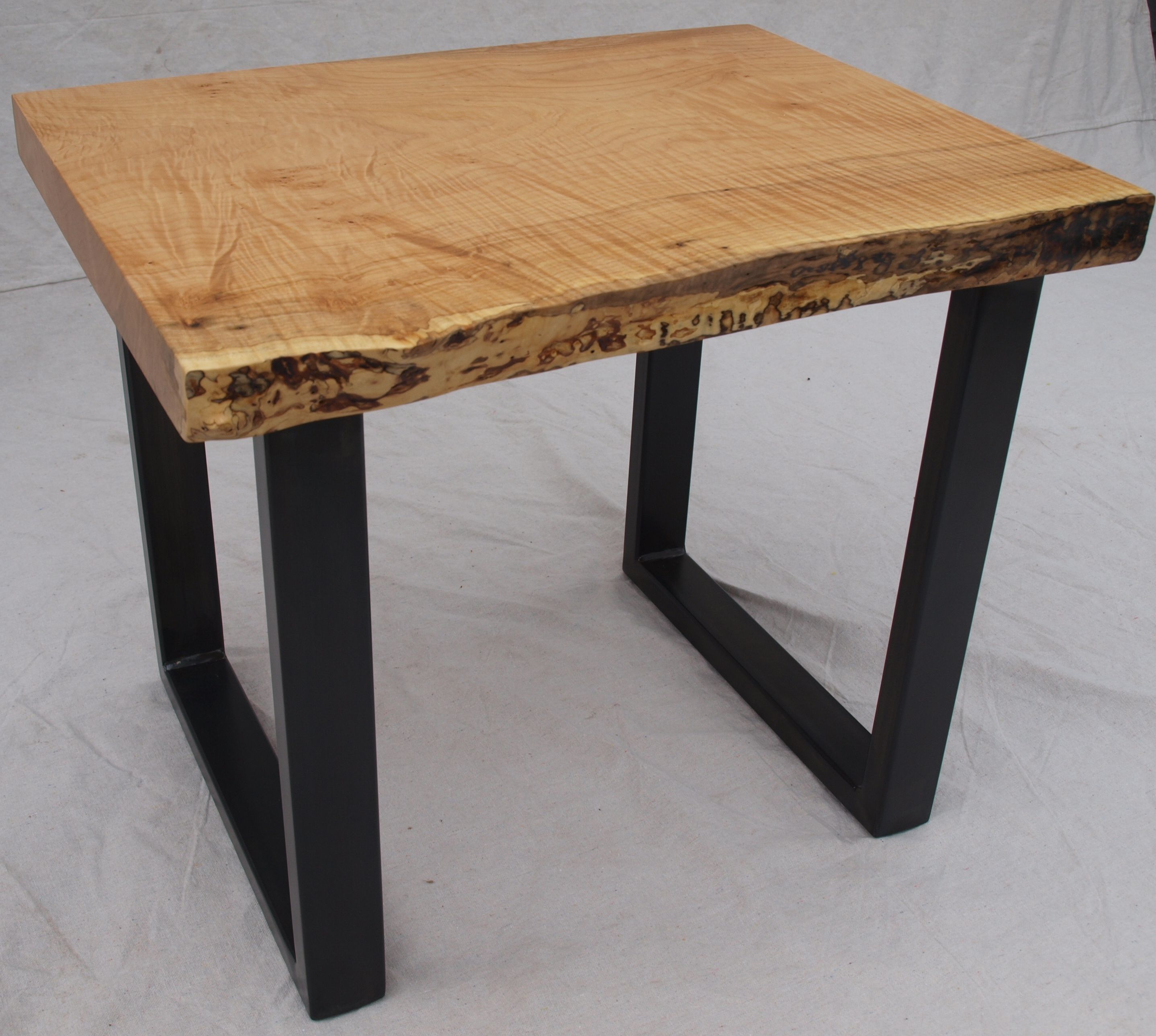 Buy Hand Made Live Edge Maple End Table & Steel Base, made to order from WITNESS TREE STUDIOS