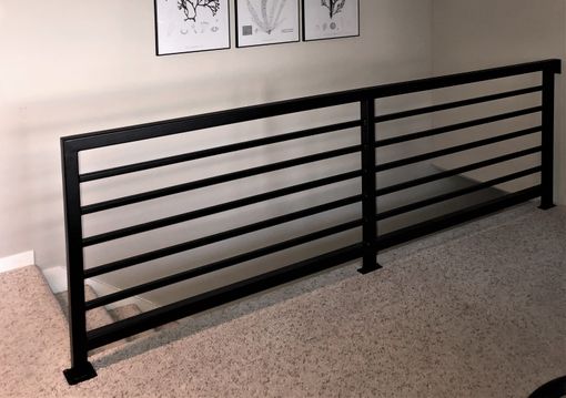 Custom Made Modern Horizontal Metal Railing Guardrail; Landing, Loft, Deck, Porch, Balcony Railing