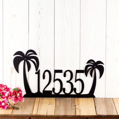 Custom Made Palm Tree Address Sign, Palm Tree House Number Sign, Metal Sign, Metal Wall Art, Outdoor Address