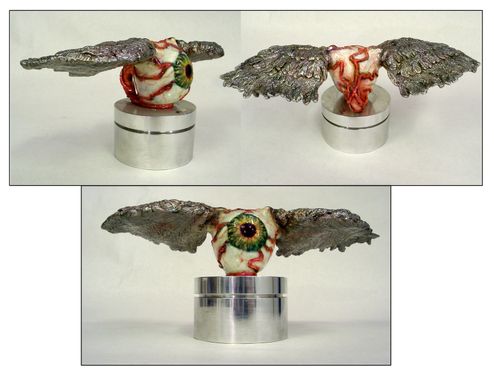 Custom Made Custom Bronze Flying Eye Ball Sculpture