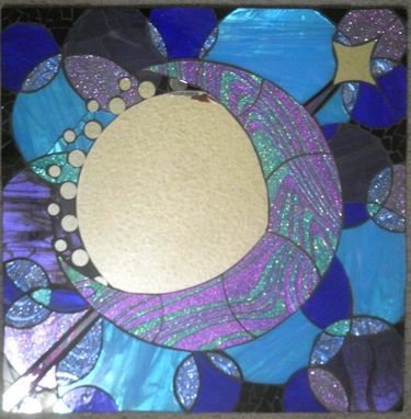 Custom Made Mosaic Mirror Moon Handmade Glitter Glass