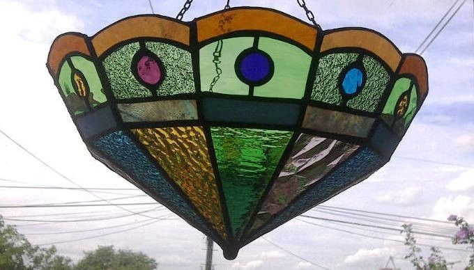 Handmade Colorful Stained Glass Hanging Lamp Shades / Restoration Work