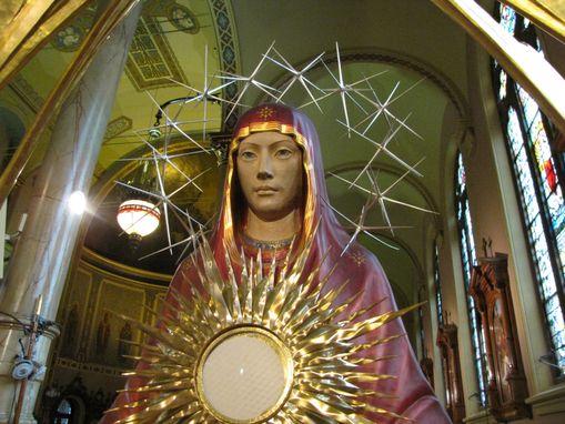 Custom Made Iconic Monstrance Of Our Lady Of The Sign, Ark Of Mercy.