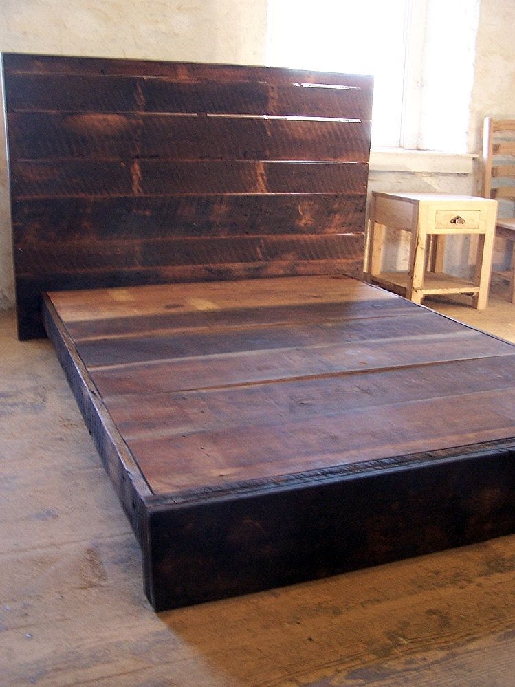 Buy Hand Crafted Asian Style Low Platform Bed From Reclaimed Wood, made to order from The Strong