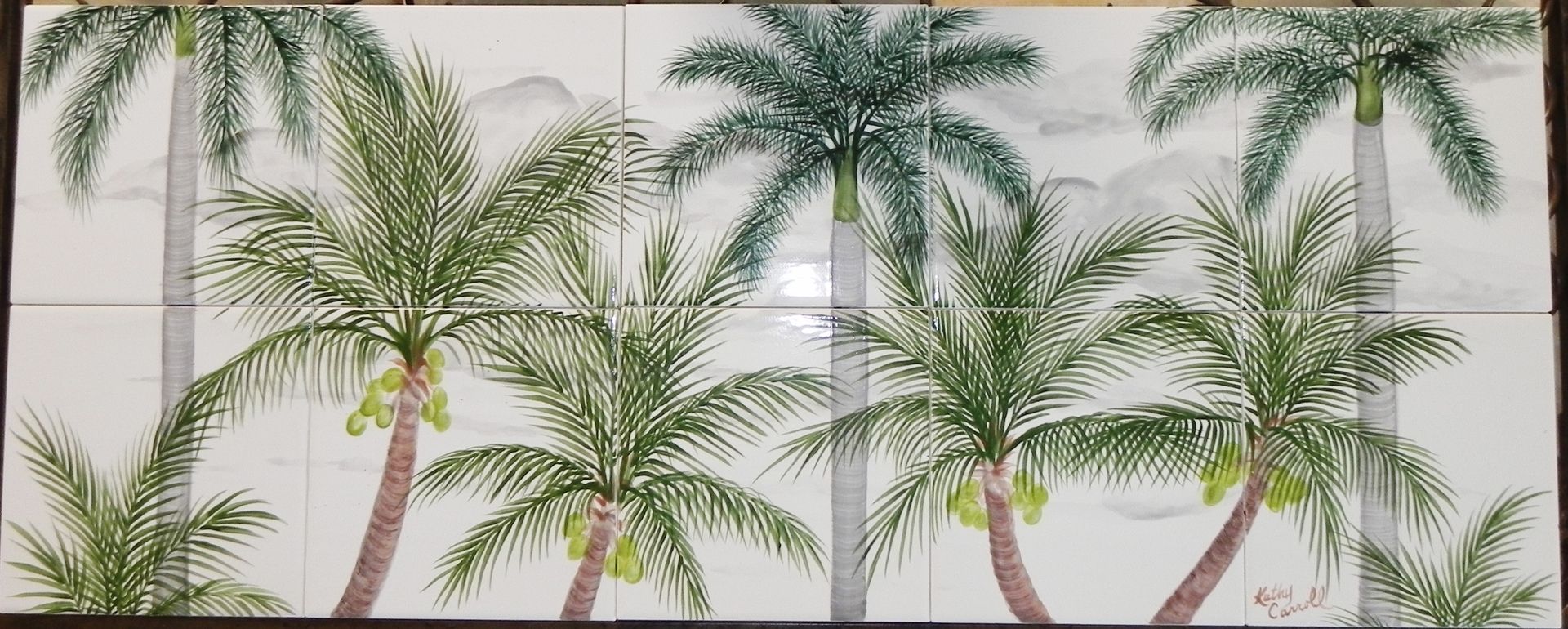 Handmade Palm Tree Tile Murals by Kl Tile Murals