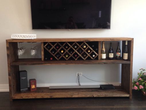 Hand Crafted Wine Bar With Bottle Rack And Glass Rack 