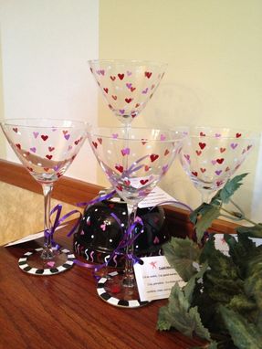 Custom Made Hand Painted Cupid Glassware Martini Wine Goblet Champagne