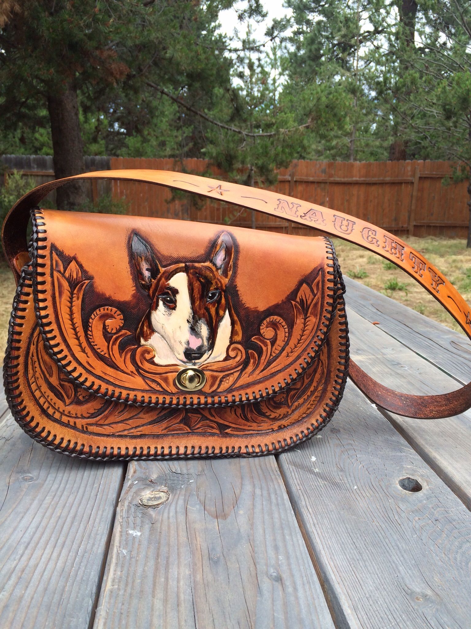 Buy a Custom Western Style Pet Portrait Purse, made to order from Saxon Leather art | www.waterandnature.org