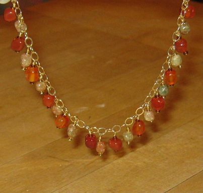 Custom Made Autumn Jasper And Carnelian Gold Dangle Bracelet - Free Shipping