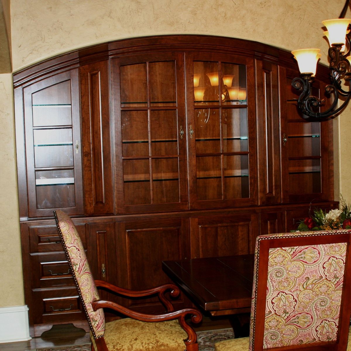 Custom Cherry Dining Room China Cabinet, Dining Room Wall Unit Cabinets