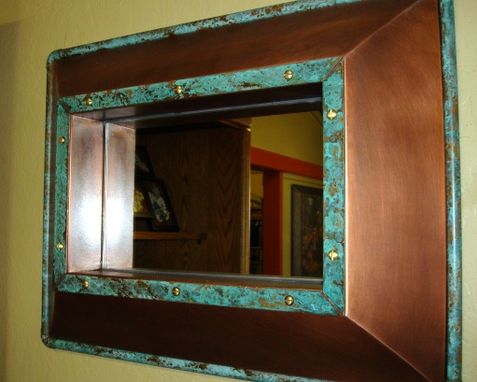 Custom Made Copper Mirror Shelf Frame With Mirror