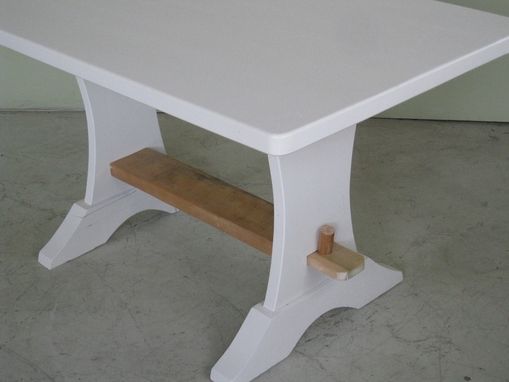 Handmade Small White Farmhouse Trestle Table By Ecustomfinishes