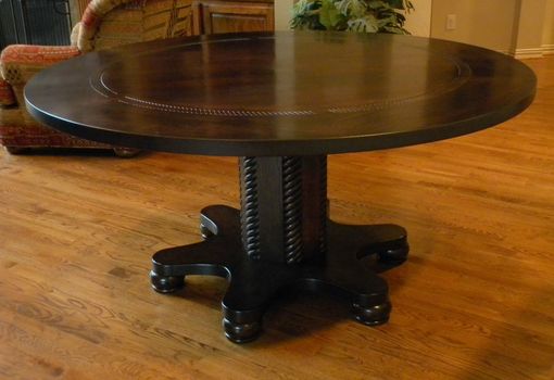Custom Made 62" Diameter Espresso Stained Hickory Pecan Dining Table