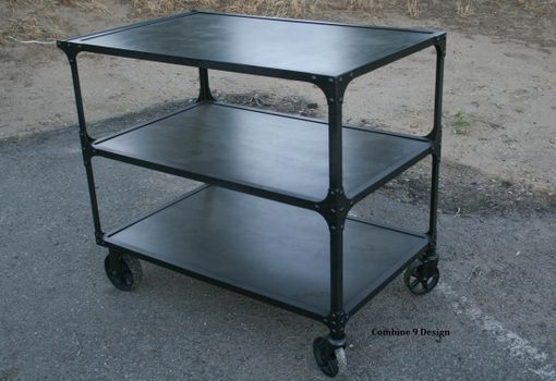 Custom Made Vintage Industrial/Mid Century Modern Cart (Bar Cart, Service Cart). Urban. Handmade