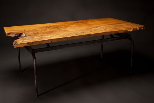 Custom Made Forged Steel And Spalted Maple Coffee Table