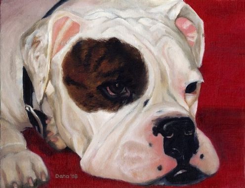 Custom Made English Bulldog American Bulldog Art - Framed Giclee Print 11 X 14 - Pit Bull Art
