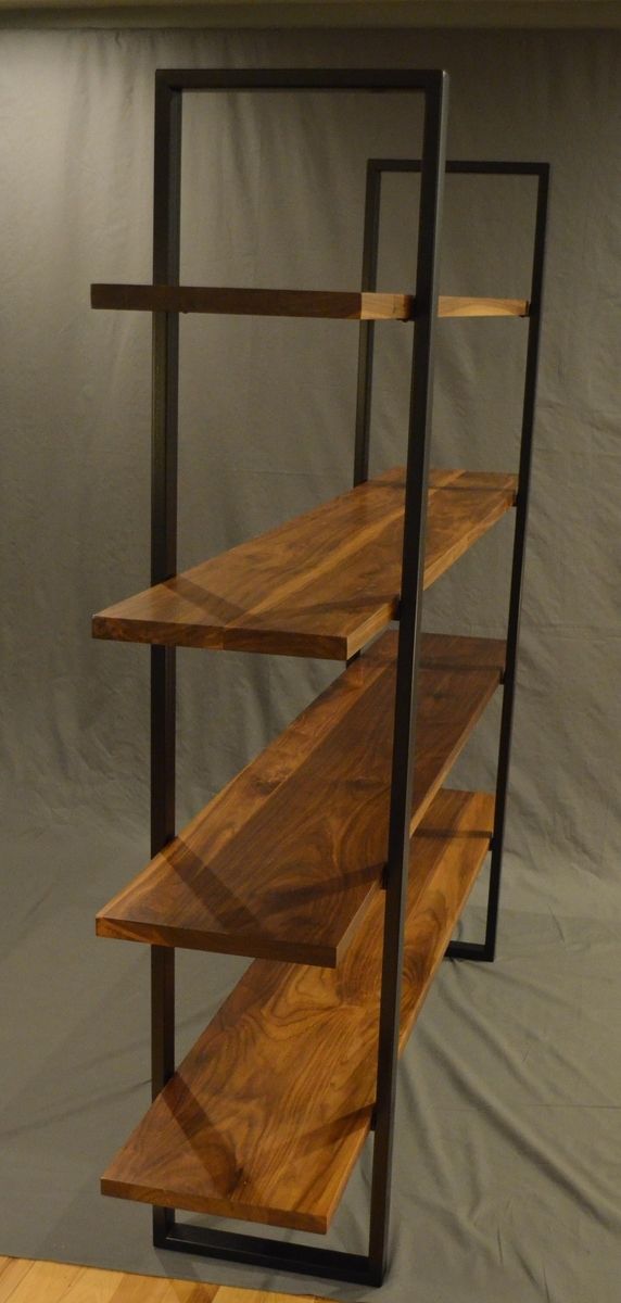Handmade Floating Walnut And Steel Bookcase by Fabitecture ...