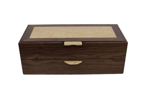 Custom Made 20 Watch Box With Sliding Drawer | Solid Walnut And Birdseye Maple