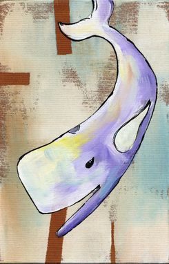 Custom Made Happy Whale - Violet And White Whale With Yellow Accents
