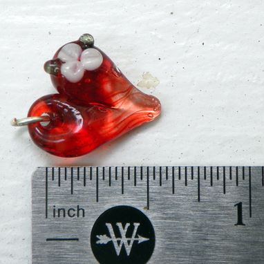 Custom Made Glass Heart Charm Flower, Lampwork Hand Blown Boro Charm, Heart Jewelry, Red Mini Tiny Baby Heart