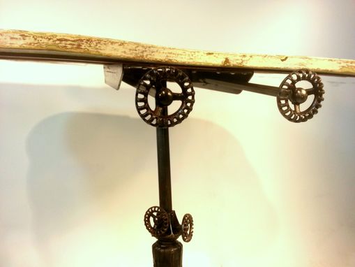 Custom Made Reclaimed Wavy Ipey Drafting Style Desk, Steampunk Drawing Table