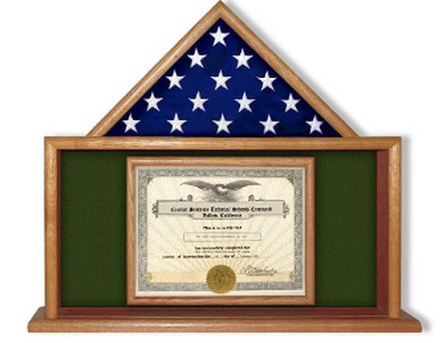 Custom Made Army Flag And Certificate Display Case