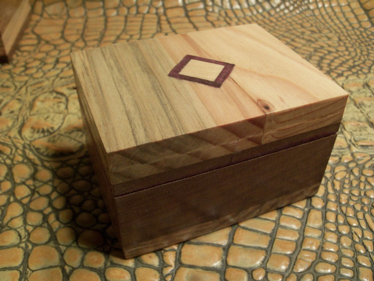 Buy Hand Made Wooden Trinket Box With Hinge Lid And Inlay, made to