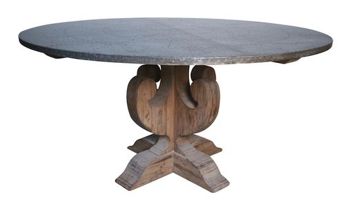 Custom Made Carley Scroll Zinc Round Dining Table