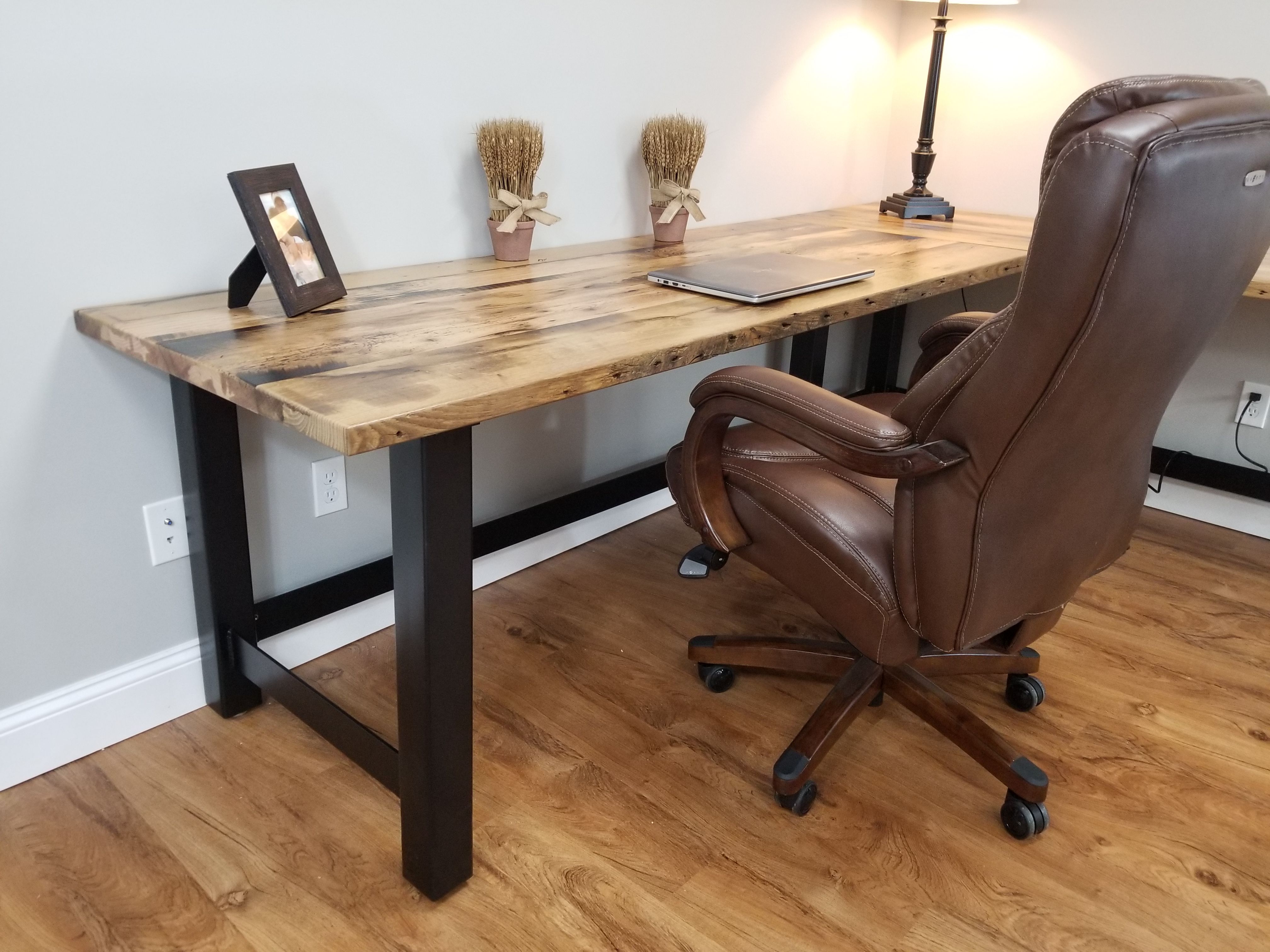 Hand Crafted Reclaimed Wood Office Desk, Barnwood Computer Desk, Rustic