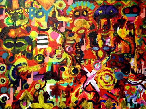 Custom Made Original Modern Abstract Art Painting On Canvas Titled: Get Funky