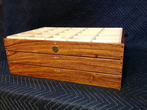Custom Made Cocobolo And Maple Wood Tie Boxes With Black Water Buffalo Horn