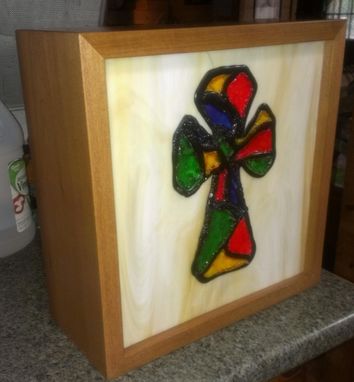 Custom Made Stained Glass And Polymer Lightbox Cross