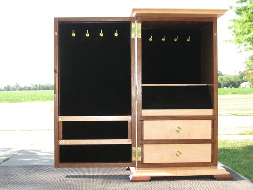 Custom Made Custom Walnut And Figure Maple Jewerly Cabinet