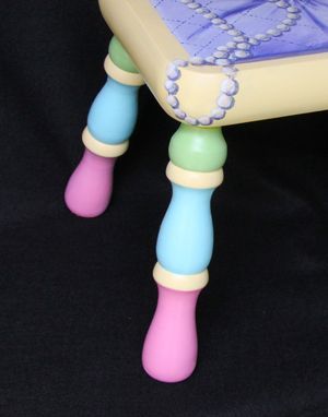 Custom Made Hand Painted Girl's Trompe L'Oeil Footstool