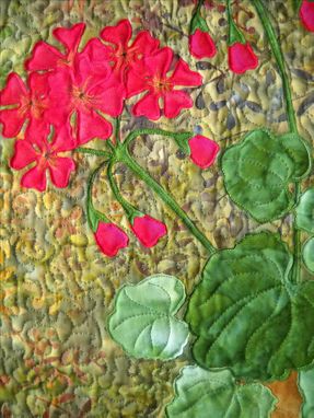 Custom Made Geraniums Quilted Wall Hanging