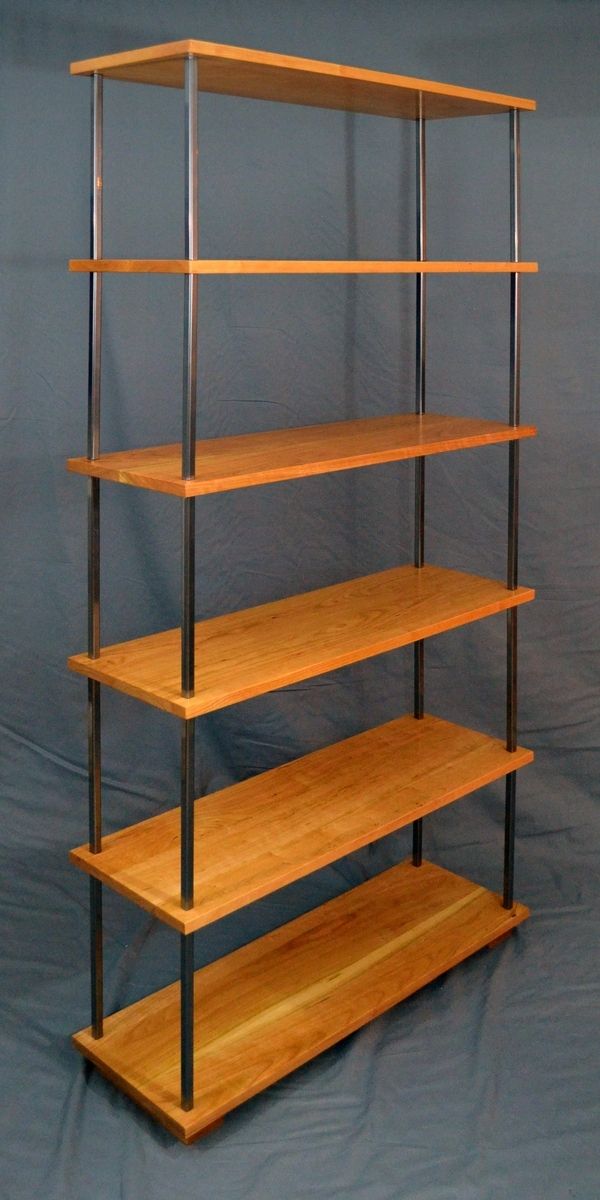 Custom Modern Cherry And Steel Bookcase by Fabitecture