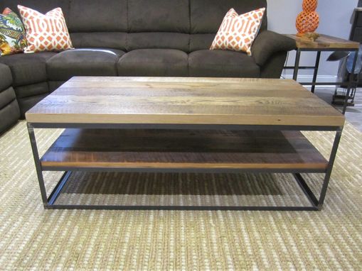 Custom Made Reclaimed Hardwood Coffee Table In Steel Box Frame