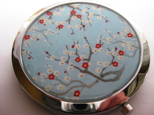 Custom Made Double-Sided Compact Mirror With Cherry Blossom Sky Design