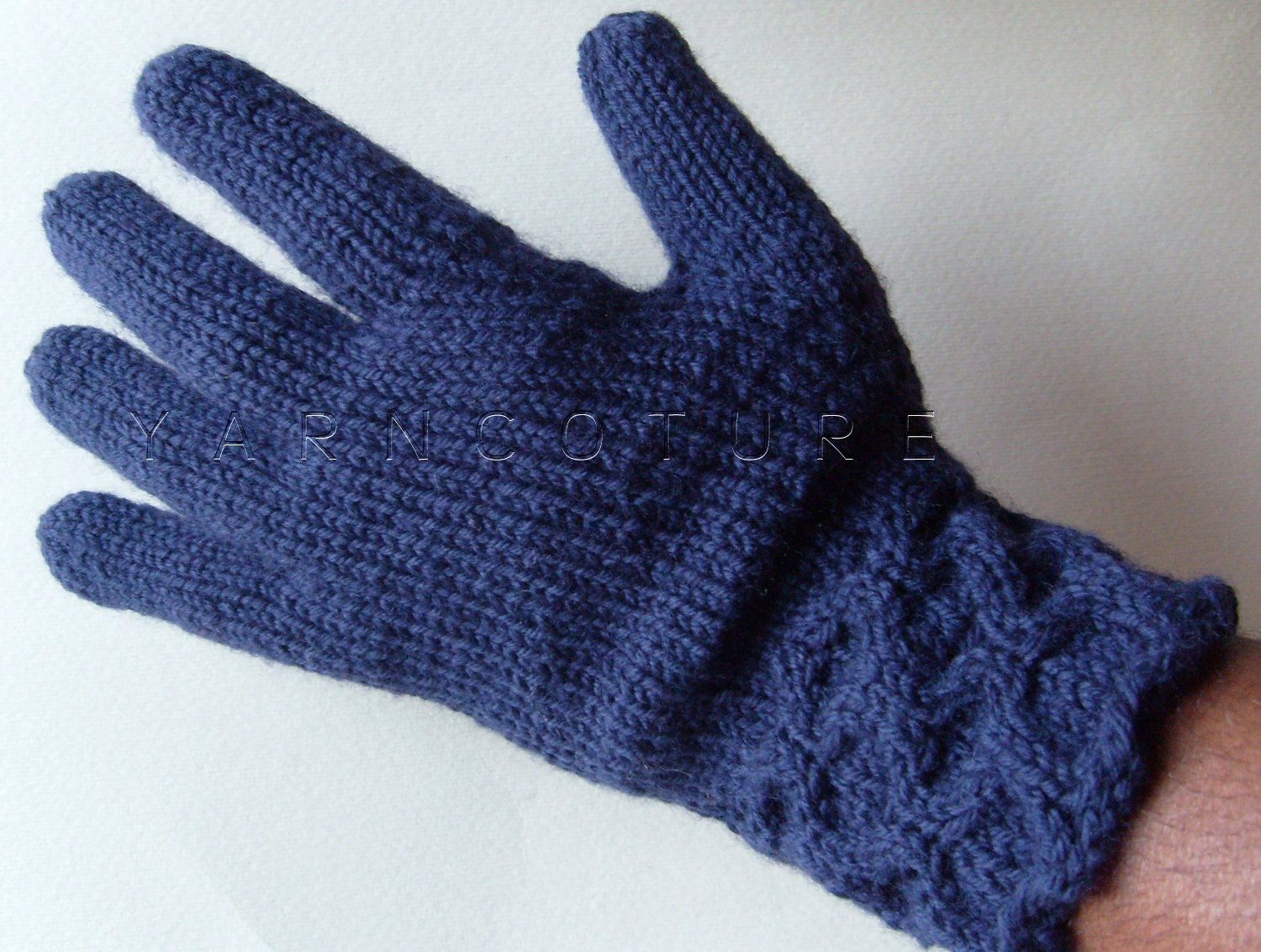 Hand Crafted Hand Knit Cabled Cuff Gloves For Men / Larger Sized by Y A