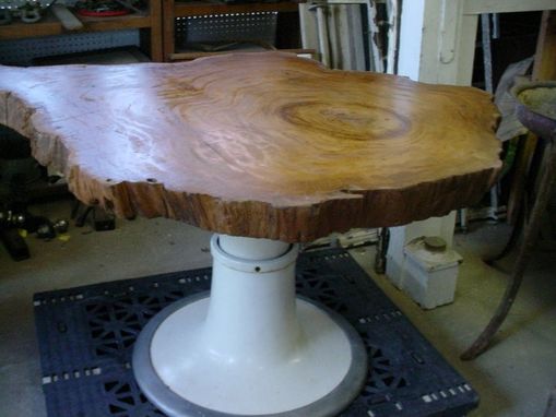 Custom Made Sold Barber Chair Cypress Slab Top Indusrtial Style Dinning Table