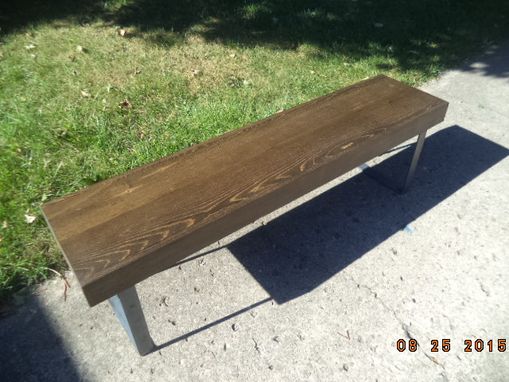 Custom Made Bench, Coffee Table, Wooden Bench, Furniture, Handmade. Salvaged, Steel Legs, Industrial Look,