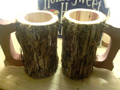 Custom Made Set Of Two Rustic Mugs In Cedar